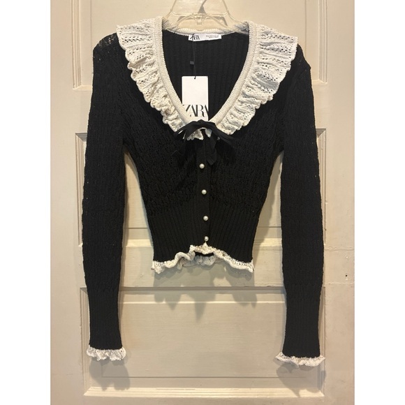 ZARA Mixed Ruffle Knit Sweater - Picture 2 of 5